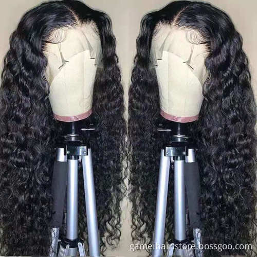 Raw Brazilian Virgin Human Hair Water Wave Glueless Hd Full Lace Front Wig Cheap Transparent Lace Frontal Wig For Black Women